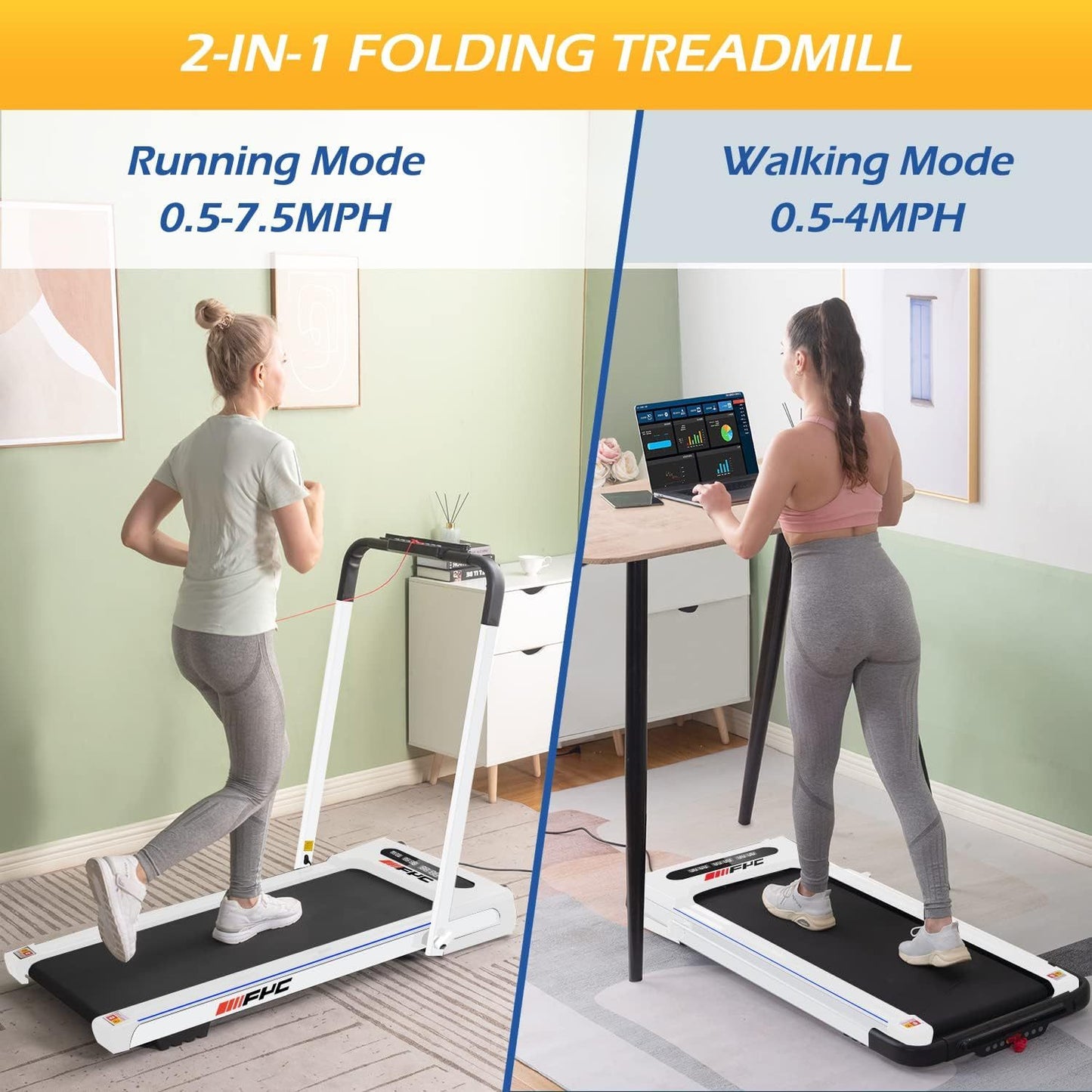 Premium Walking Pad 136kg - Klappbares Unter-Schreibtisch Laufband mit Fernbedienung