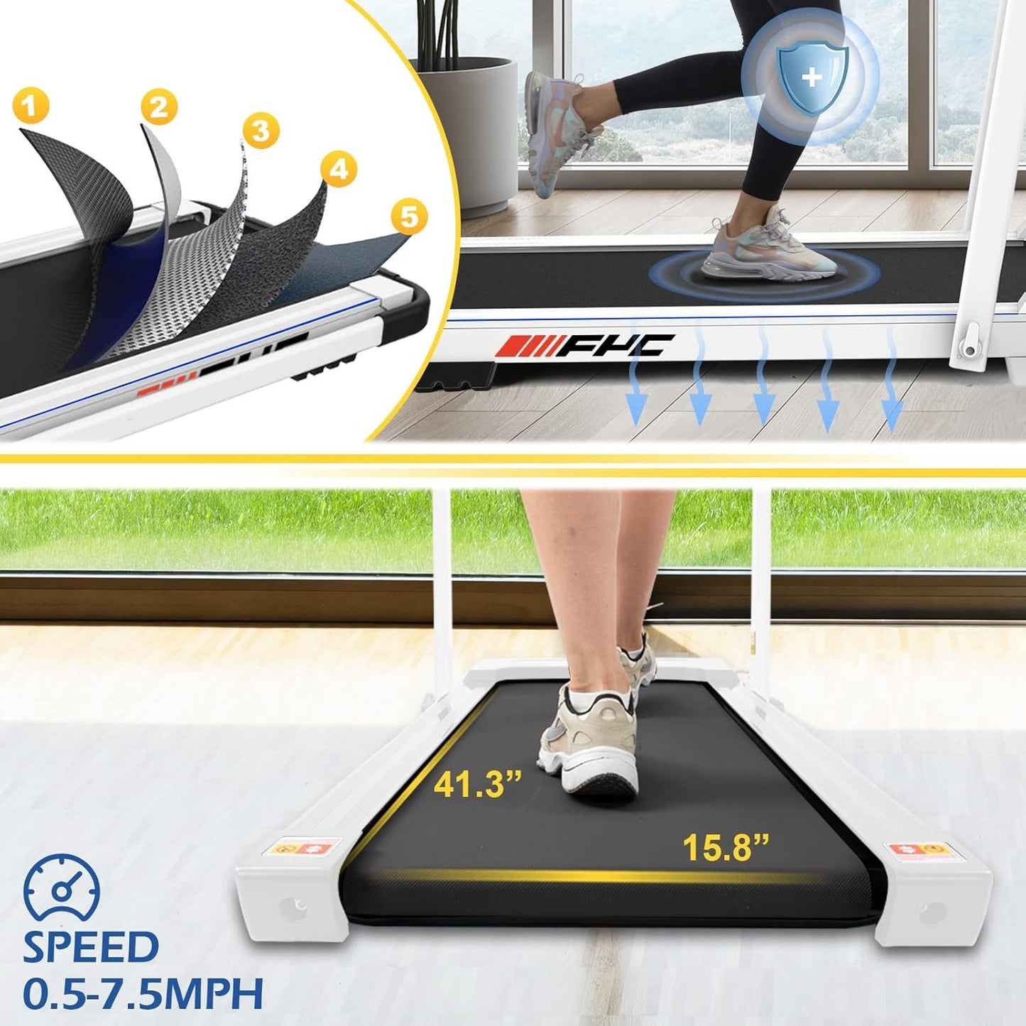 Premium Walking Pad 136kg - Klappbares Unter-Schreibtisch Laufband mit Fernbedienung