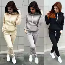 Solide Frauen Trainingsanzug Casual Hoodies Sweatshirt Hosen Set Lounge Wear Sportanzug 2PCS Herbst Winter Kleidung