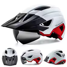 Premium LED Fahrradhelm - Wiederaufladbar mit integriertem Sonnenbrille-Visier