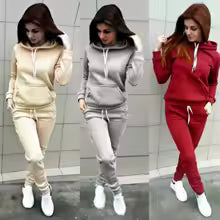 Solide Frauen Trainingsanzug Casual Hoodies Sweatshirt Hosen Set Lounge Wear Sportanzug 2PCS Herbst Winter Kleidung