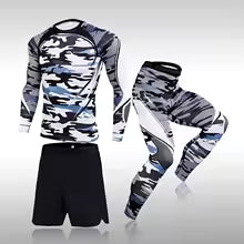 3-teiliges Herren Workout-Sportanzug Set - Kompressionskleidung mit Rashguard