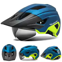 Premium LED Fahrradhelm - Wiederaufladbar mit integriertem Sonnenbrille-Visier
