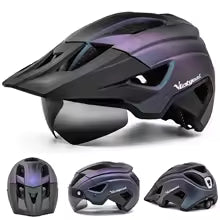 Premium LED Fahrradhelm - Wiederaufladbar mit integriertem Sonnenbrille-Visier