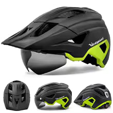 Premium LED Fahrradhelm - Wiederaufladbar mit integriertem Sonnenbrille-Visier