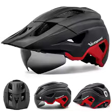 Premium LED Fahrradhelm - Wiederaufladbar mit integriertem Sonnenbrille-Visier