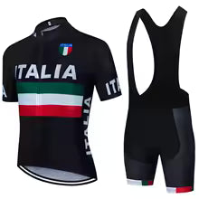 Schwarzes Radtrikot Set Italien Design - Maillot & Shorts
