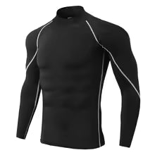 Herren Langarm Sport T-Shirt - Schnelltrocknend Kompressions-Shirt für Training