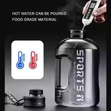 Isolierte Wasserflasche 2,7L/1,7L mit Strohhalm - XXL Trinkflasche für Sport