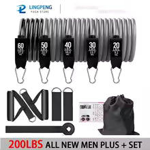 Widerstandsband-Set 5 Röhren mit Türanker - Komplettes Home-Gym Training Set