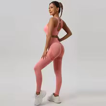 Premium Damen Sport-Set 2-teilig - Formgebende Leggings mit Sport-BH für Fitness