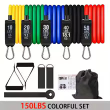 Widerstandsband-Set 5 Röhren mit Türanker - Komplettes Home-Gym Training Set