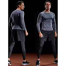 Herren Kompressions-Langarmshirt - Atmungsaktives Training Shirt für Sport
