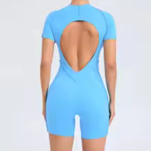 Damen Sport Overall Kurz - Fitness Jumpsuit für Yoga Training Gym