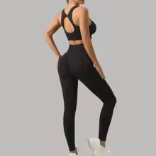 Premium Damen Sport-Set 2-teilig - Formgebende Leggings mit Sport-BH für Fitness
