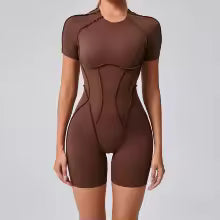 Damen Sport Overall Kurz - Fitness Jumpsuit für Yoga Training Gym