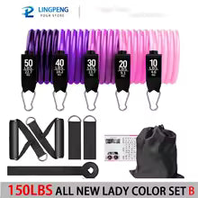 Widerstandsband-Set 5 Röhren mit Türanker - Komplettes Home-Gym Training Set