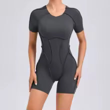 Damen Sport Overall Kurz - Fitness Jumpsuit für Yoga Training Gym