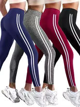 Damen Sport Leggings mit Hoher Taille - Fitness Hose mit 4-Wege-Stretch