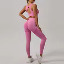 Premium Damen Sport-Set 2-teilig - Formgebende Leggings mit Sport-BH für Fitness