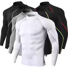 Herren Langarm Sport T-Shirt - Schnelltrocknend Kompressions-Shirt für Training