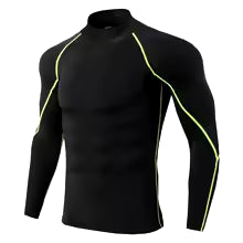 Herren Langarm Sport T-Shirt - Schnelltrocknend Kompressions-Shirt für Training