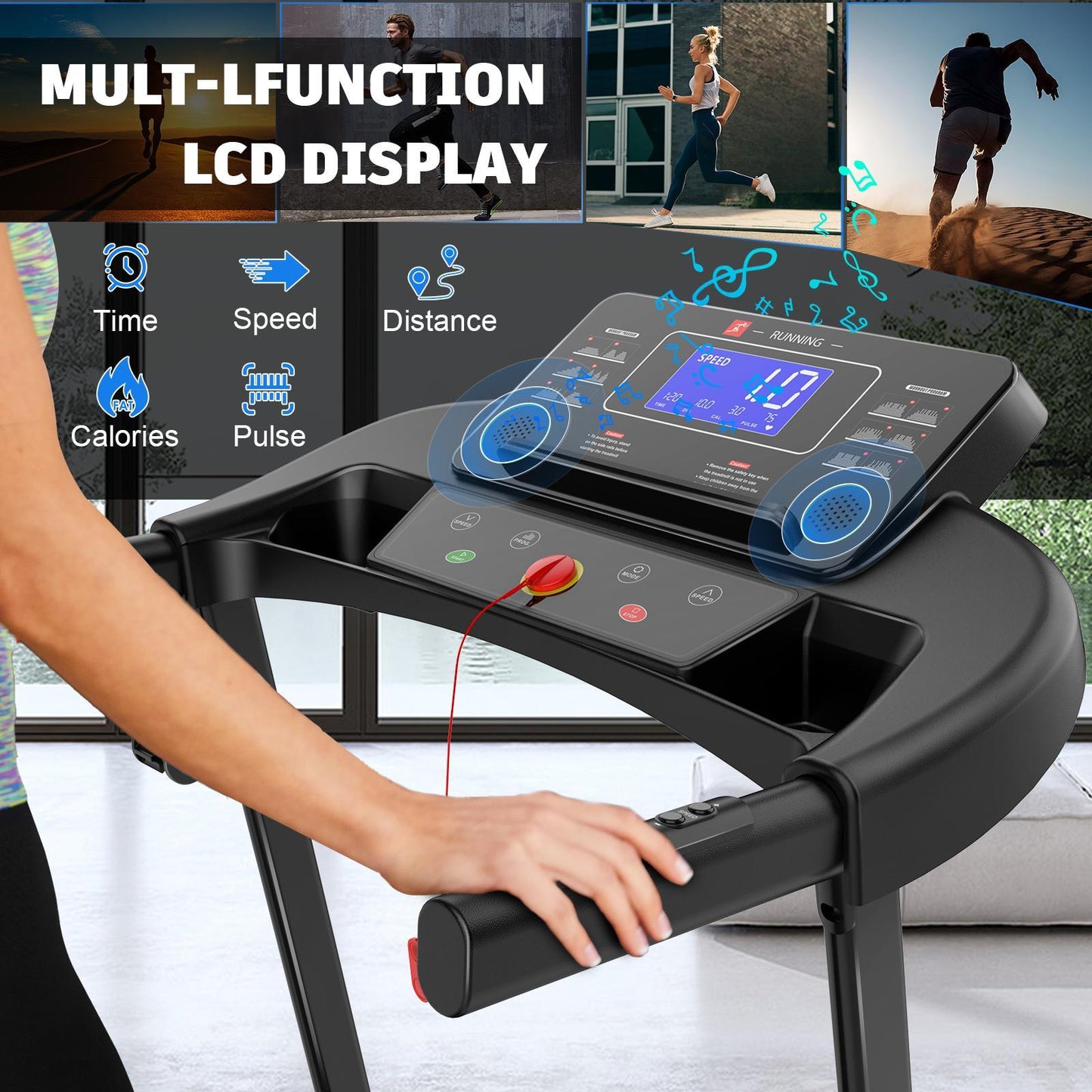 Premium Indoor-Laufband 50kg - 3-Stufen Neigungsverstellung für alle Fitnesslevel