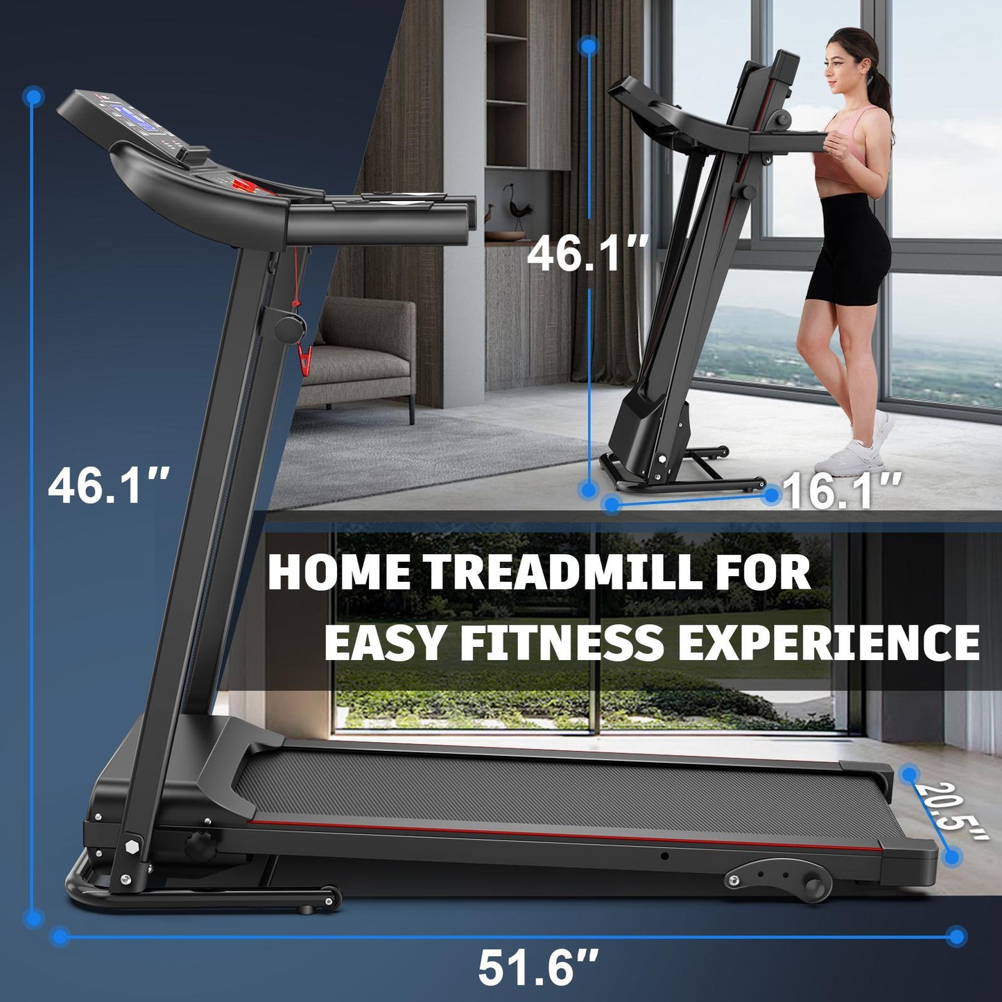 Premium Indoor-Laufband 50kg - 3-Stufen Neigungsverstellung für alle Fitnesslevel