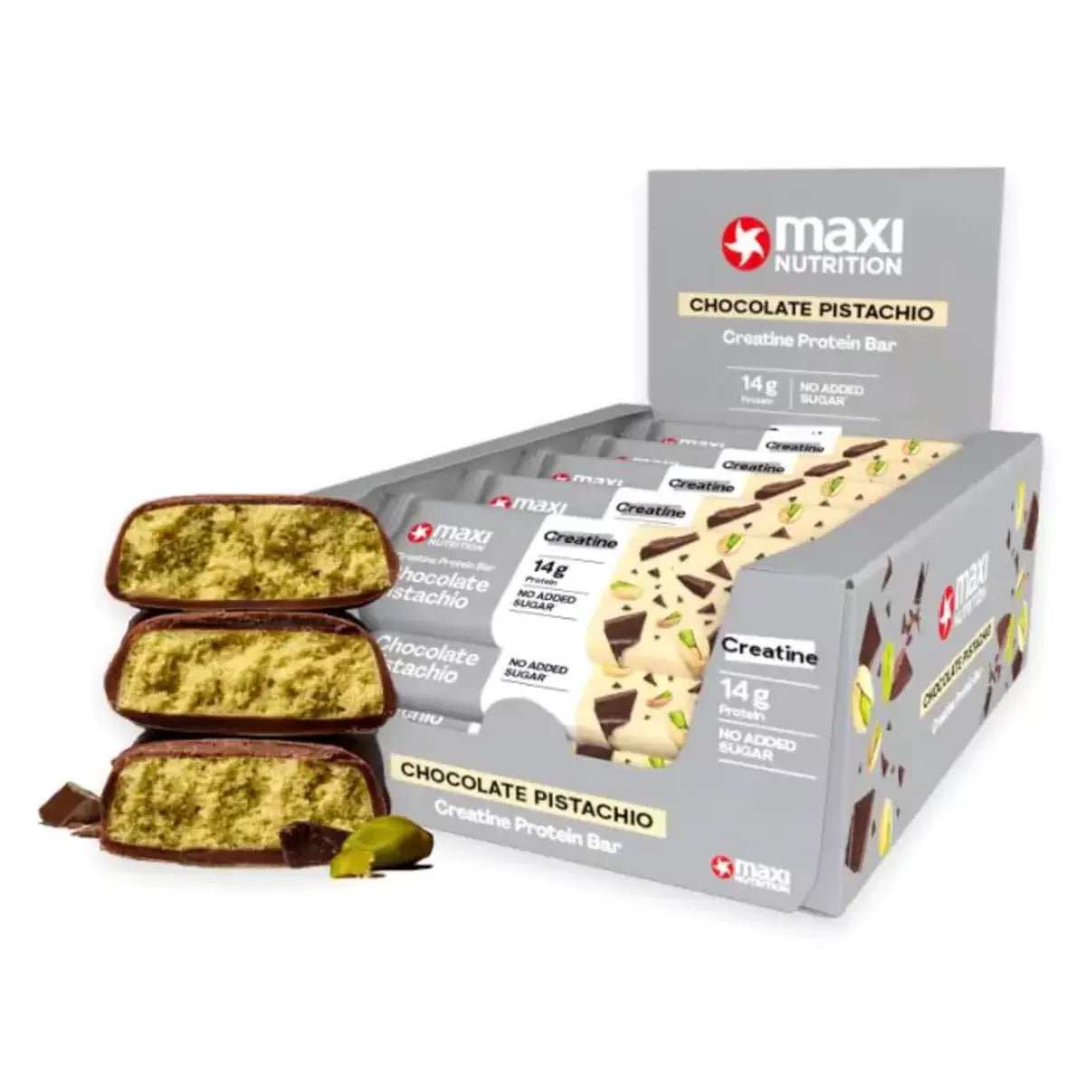 MaxiNutrition Creatine Protein Bar 16 x 40 g – Chocolate Brownie & Chocolate Pistachio - jostefitvita.de