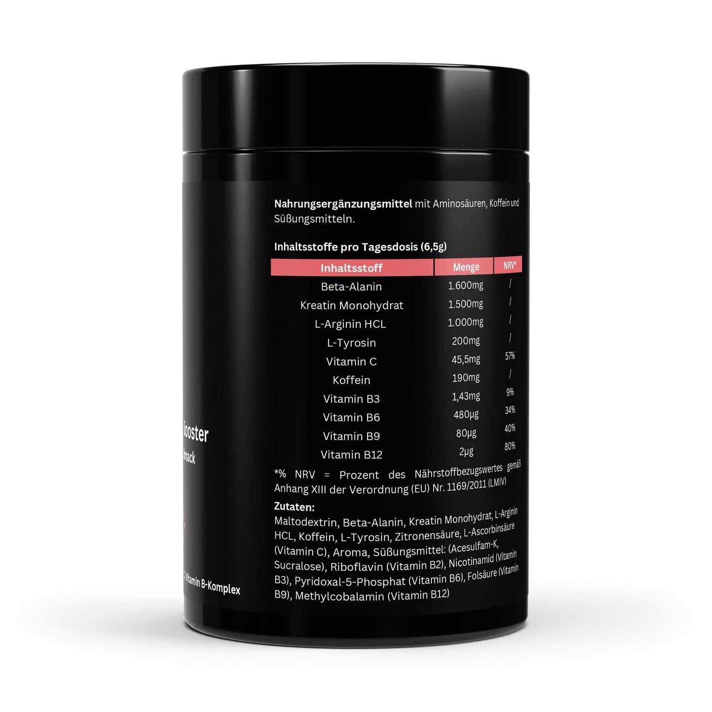 Pre-Workout Booster Himbeere 520g - Beta-Alanin, Kreatin & Koffein für Energie - jostefitvita.de