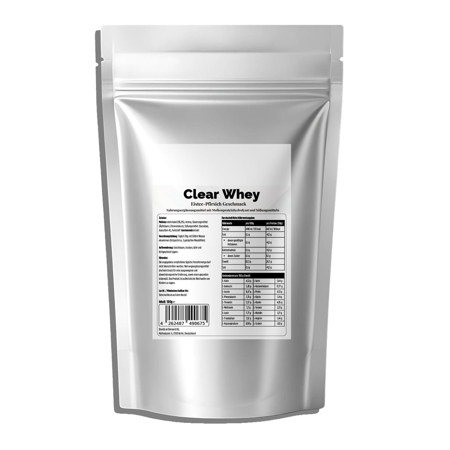Clear Whey Protein Isolat Eistee Pfirsich 500g - Erfrischendes Proteinpulver | 96% Isolat