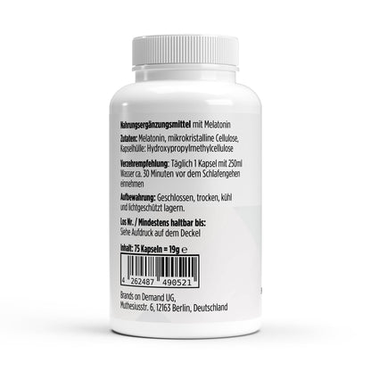 Melatonin Kapseln 75 Stück - Natürliche Schlafunterstützung für erholsamen Schlaf