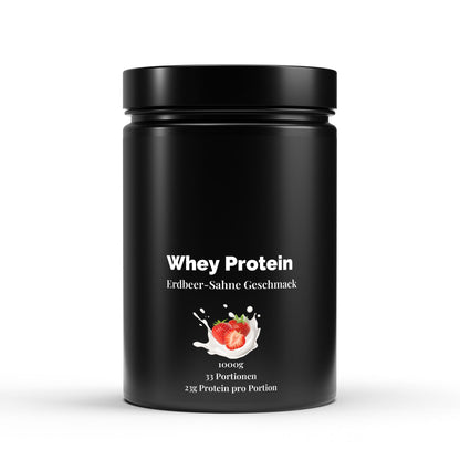 Premium Whey Protein Erdbeere 1kg - 94,85% Proteinkonzentrat | Muskelaufbau