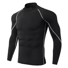Herren Langarm Sport T-Shirt - Schnelltrocknend Kompressions-Shirt für Training