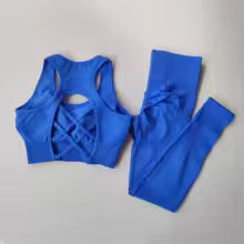 Damen Trainingsanzug Nahtlos - Yoga Set mit Sport-BH und Leggings Hohe Taille