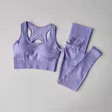 Damen Trainingsanzug Nahtlos - Yoga Set mit Sport-BH und Leggings Hohe Taille