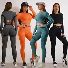 Premium Yoga-Set Damen Nahtlos - High-Waist Leggings mit Rückenfreiem Sport-Top