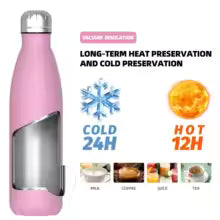 Edelstahl-Thermoflasche 500ml - Isolierflasche für heiße & kalte Getränke