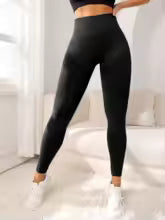 Sporthose Damen Hohe Taille - Elastische Fitnesshose Lauf-Yogahose