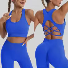 Damen Trainingsanzug Nahtlos - Yoga Set mit Sport-BH und Leggings Hohe Taille