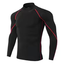Herren Langarm Sport T-Shirt - Schnelltrocknend Kompressions-Shirt für Training