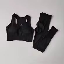 Damen Trainingsanzug Nahtlos - Yoga Set mit Sport-BH und Leggings Hohe Taille