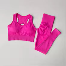 Damen Trainingsanzug Nahtlos - Yoga Set mit Sport-BH und Leggings Hohe Taille