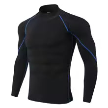 Herren Langarm Sport T-Shirt - Schnelltrocknend Kompressions-Shirt für Training