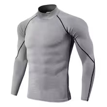 Herren Langarm Sport T-Shirt - Schnelltrocknend Kompressions-Shirt für Training