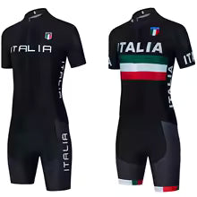 Schwarzes Radtrikot Set Italien Design - Maillot & Shorts
