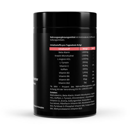 Pre-Workout Booster Himbeere 520g - Energie & Fokus für intensives Training