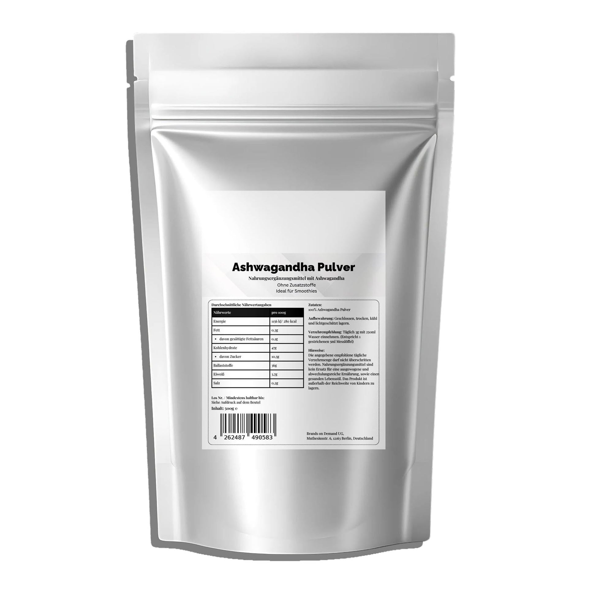 Ashwagandha Pulver 500g - 100% rein & natürlich im Doypack - jostefitvita.de