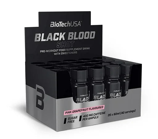 BioTech Black Blood Shot 20x60ml - Pre - Workout Energy Booster (Lemonade & Pink Grapefruit) - jostefitvita.de