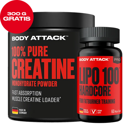 Body Attack Lipo 100 + Pure Creatine 300g Bundle - Aktionspaket